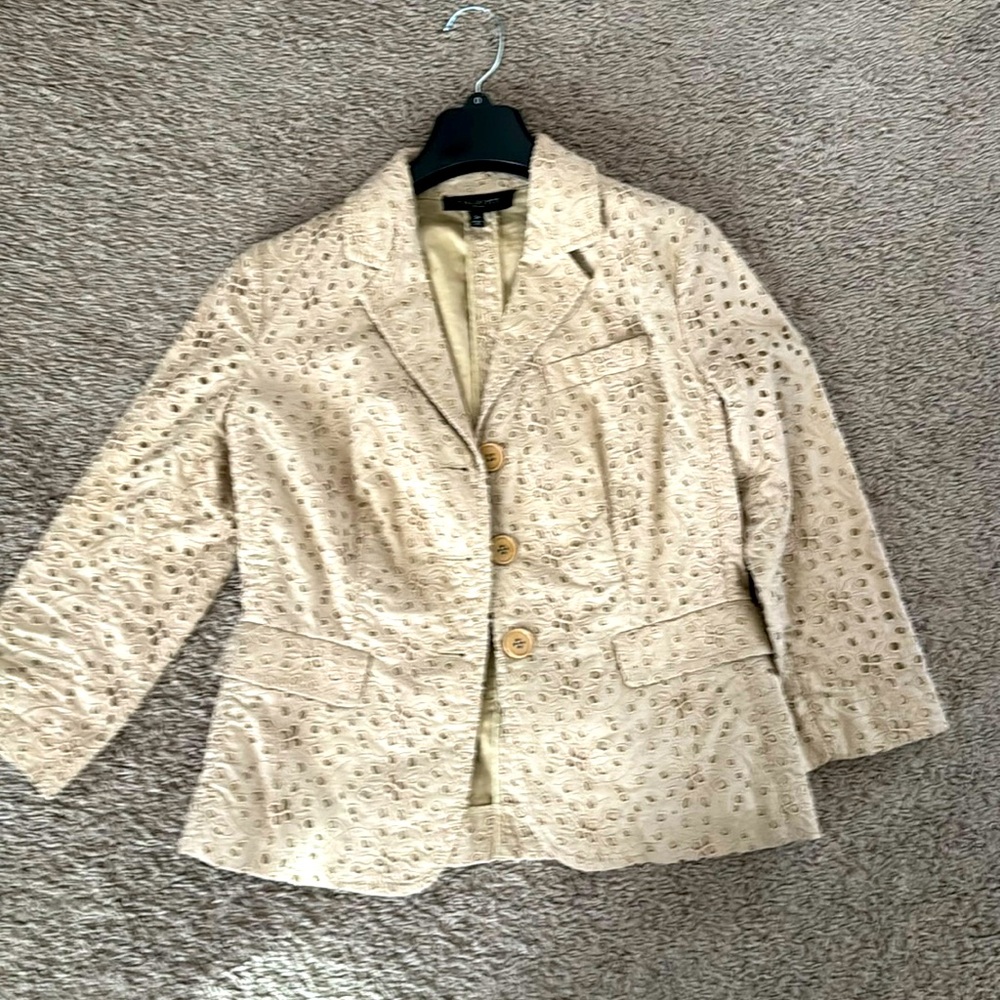Talbots tan 3/4 length sleeve jacket